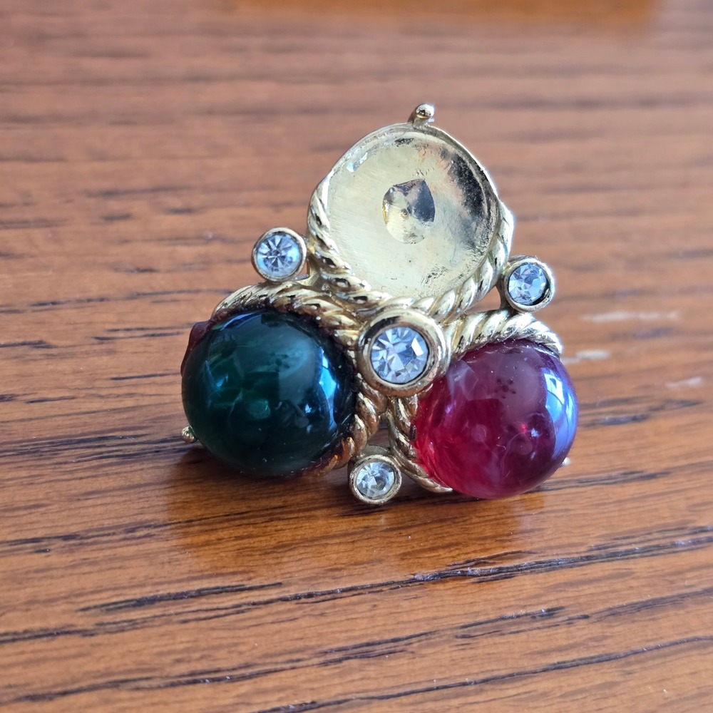 Vintage Jewels of India Trifari Single Clip On Earring Gold Tone MISSING STONE